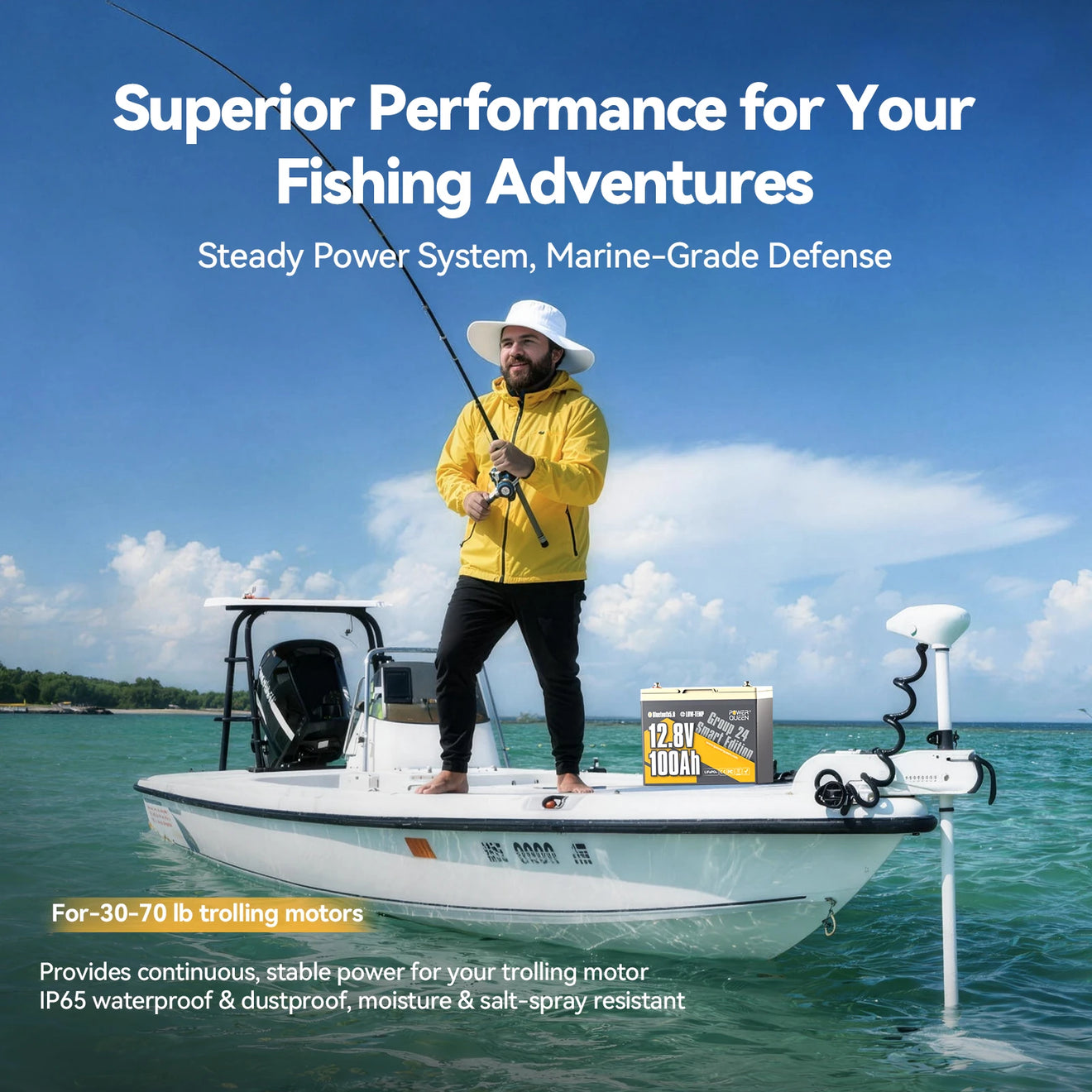 Batterie lithium à décharge profonde Power Queen 12 V 100 Ah Groupe 24