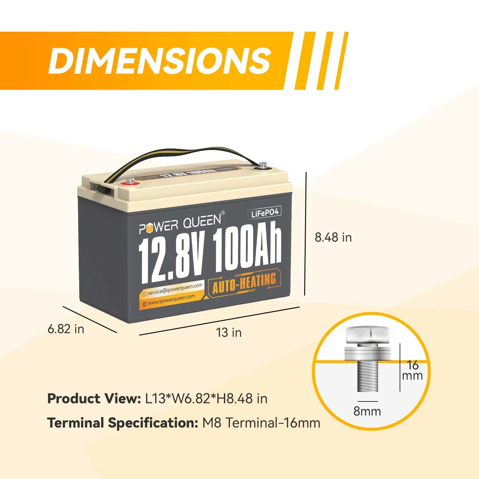 Very Good-Power Queen 12V 100Ah Self-Heating LiFePO4 Battery