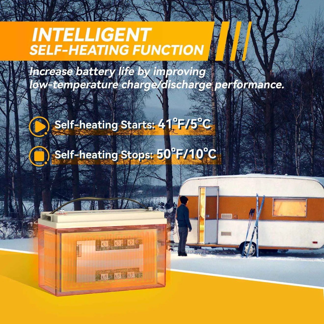 [Très bien] Batterie LiFePO4 auto-chauffante Power Queen 12 V 100 Ah