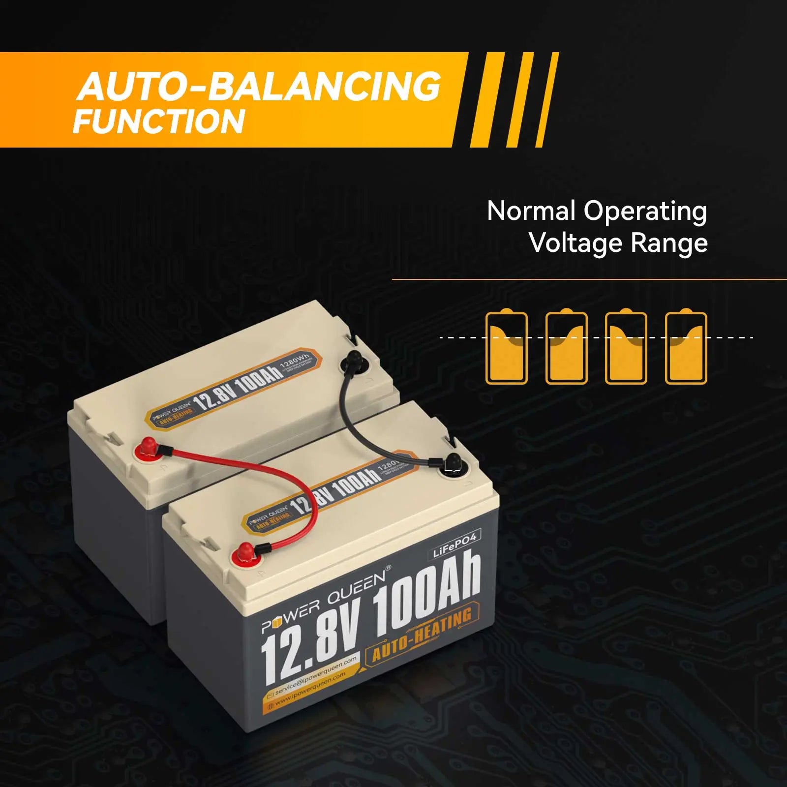 Power Queen 12 8V 100Ah Self Heating Lithium Battery Built in 100A BMS Power queen 12 8v 100ah self heating lithium battery built in 100a bms