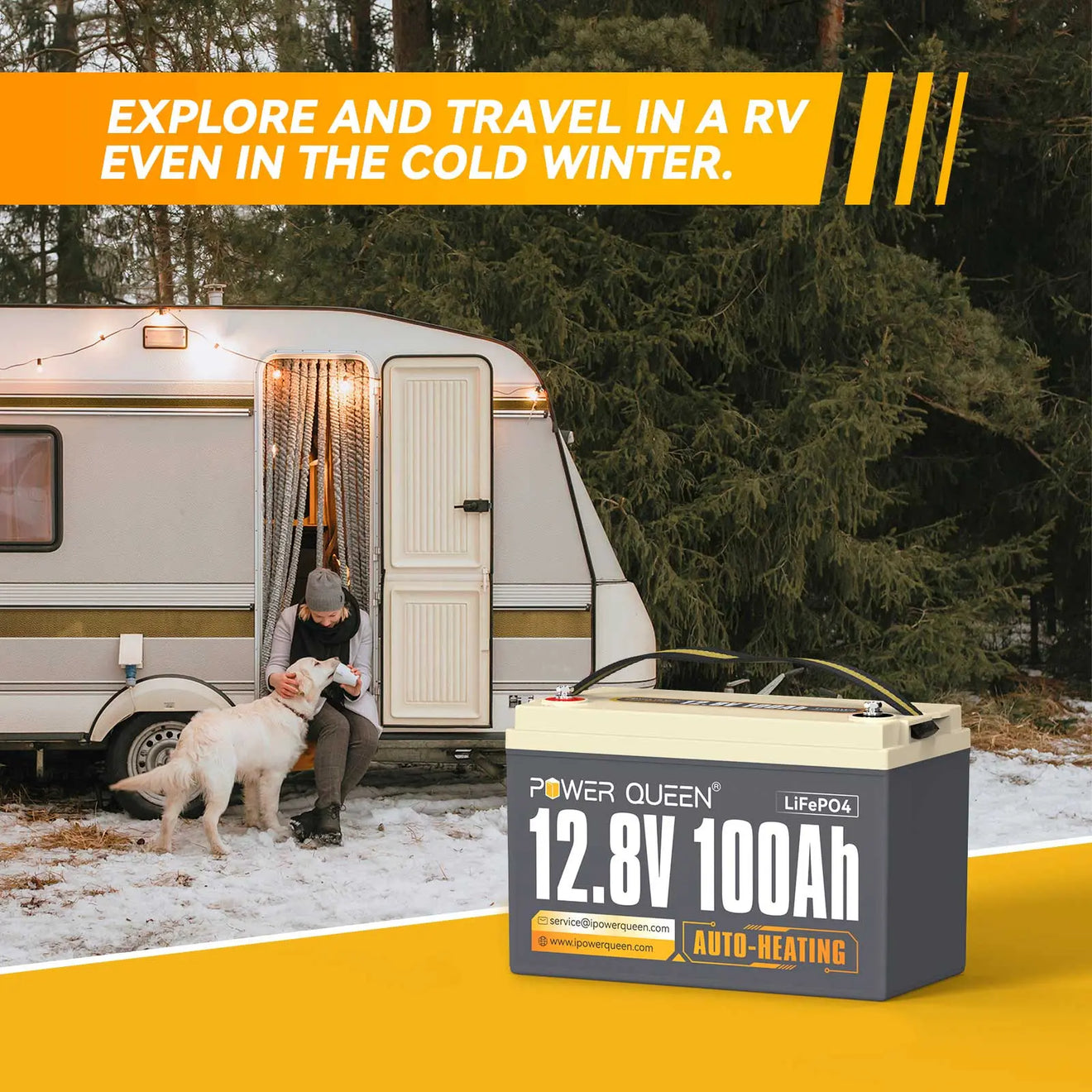 [Très bien] Batterie LiFePO4 auto-chauffante Power Queen 12 V 100 Ah