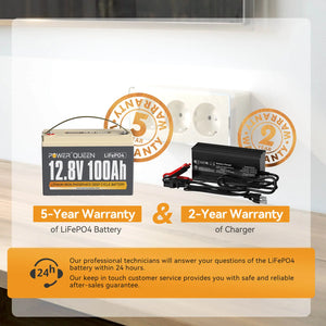 Power-Queen-12V-100Ah-LiFePO4-Battery-Canada-For-5-years-warranty-LiFePO4-Battery-Charger-For-2-year-warranty