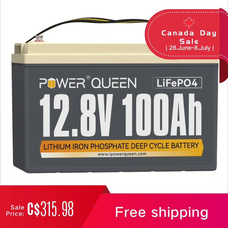 Power-Queen-12V-100Ah-LiFePO4-Battery-Canada-day-sale-315.98-CAD