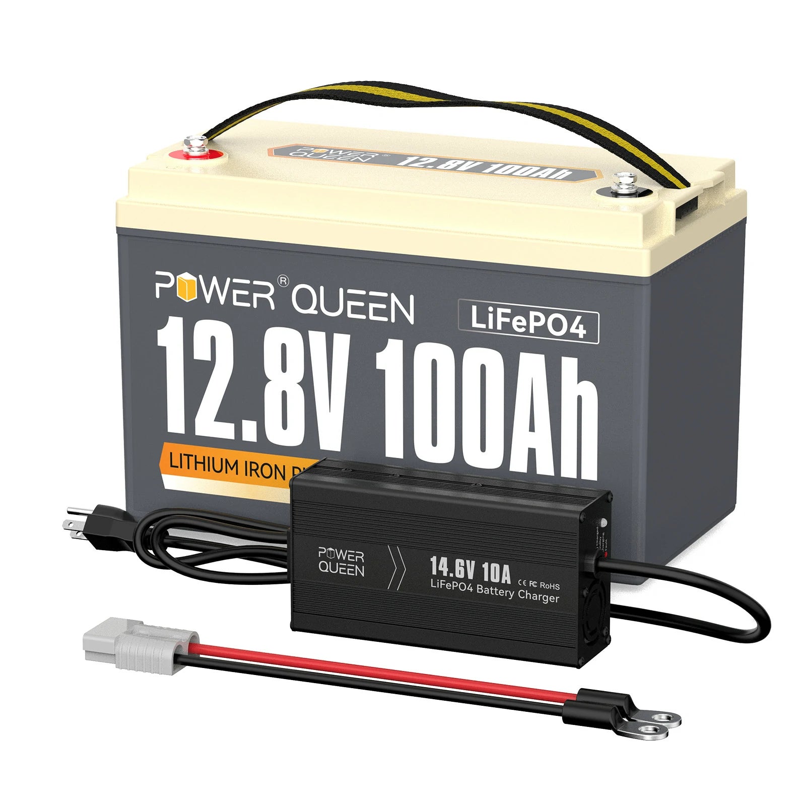     Power-Queen-12V-100Ah-LiFePO4-Battery-Canada-with-10A-LiFePO4-Battery-Charger-for-12V-LiFePO4-Battery