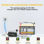 Power-Queen-12V-100Ah-Lithium-ion-Battery-with-12V-20A-LiFePO4-Battery-charger-with-LED-indicator
