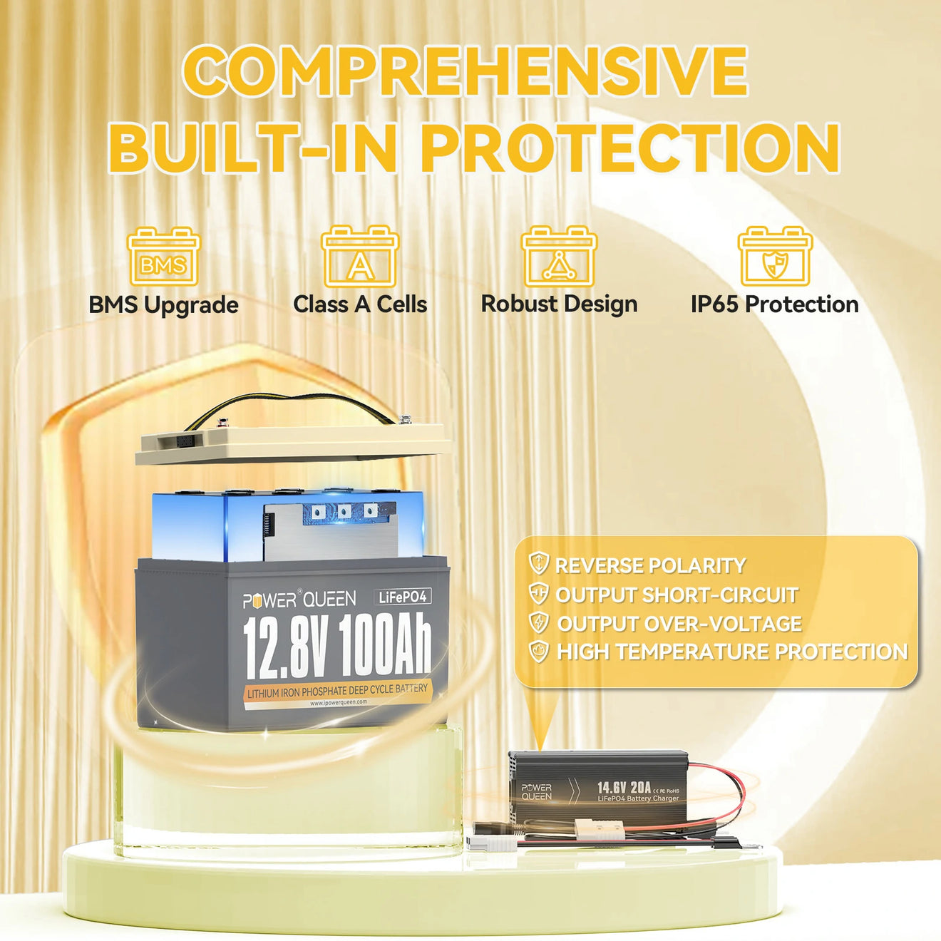 Power-Queen-12V-100Ah-Lithium-ion-LiFePO4-Battery-canada-with-Grade-A-Battery-cells