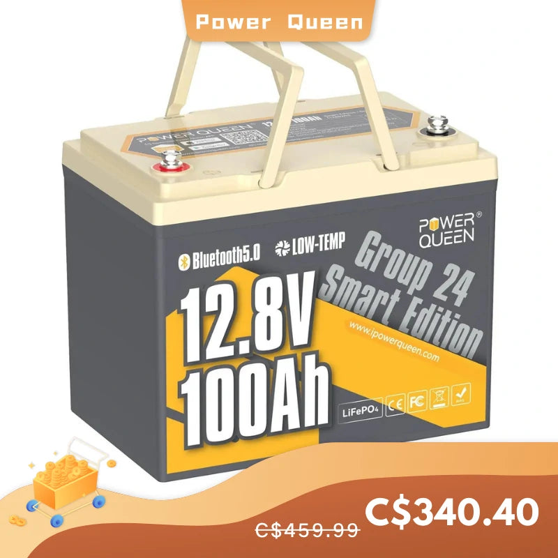 Power-Queen-12V-100Ah-group-24-size-smart-deep-cycle-lithium-LiFePO4-Battery-340-CAD