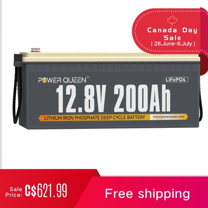 Power-Queen-12V-200Ah-LiFePO4-Battery-Canada-day-sale-621.99-CAD