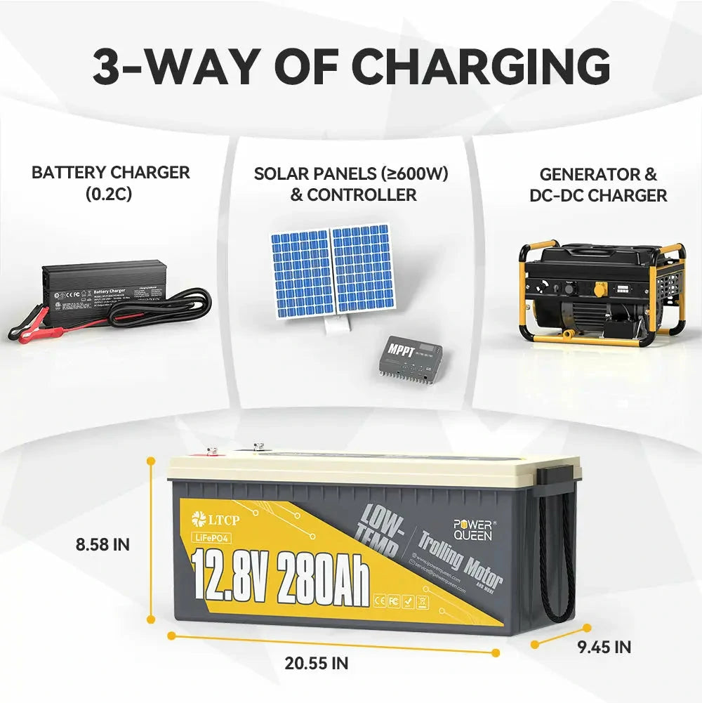 Power-Queen-12V-280Ah-LiFePO4-Battery-with-3-ways-of-charging