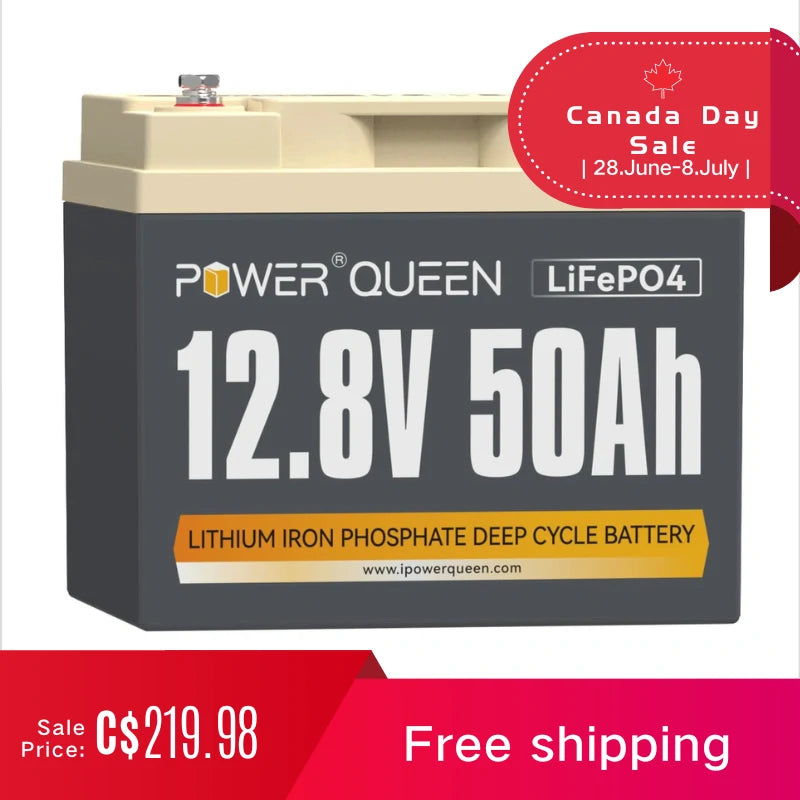 Power-Queen-12V-50Ah-LiFePO4-Battery-Canada-day-sale-219.98-CAD
