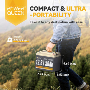 Power-Queen-12V-50Ah-LiFePO4-Battery-light-weight