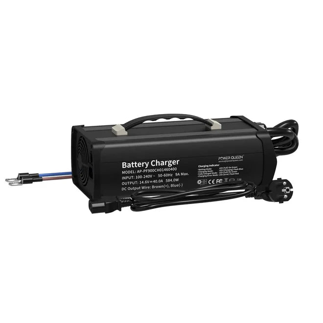 [Like New] Power Queen 14.6V 40A Portable LiFePO4 Battery Charger for 12V LiFePO4 Battery