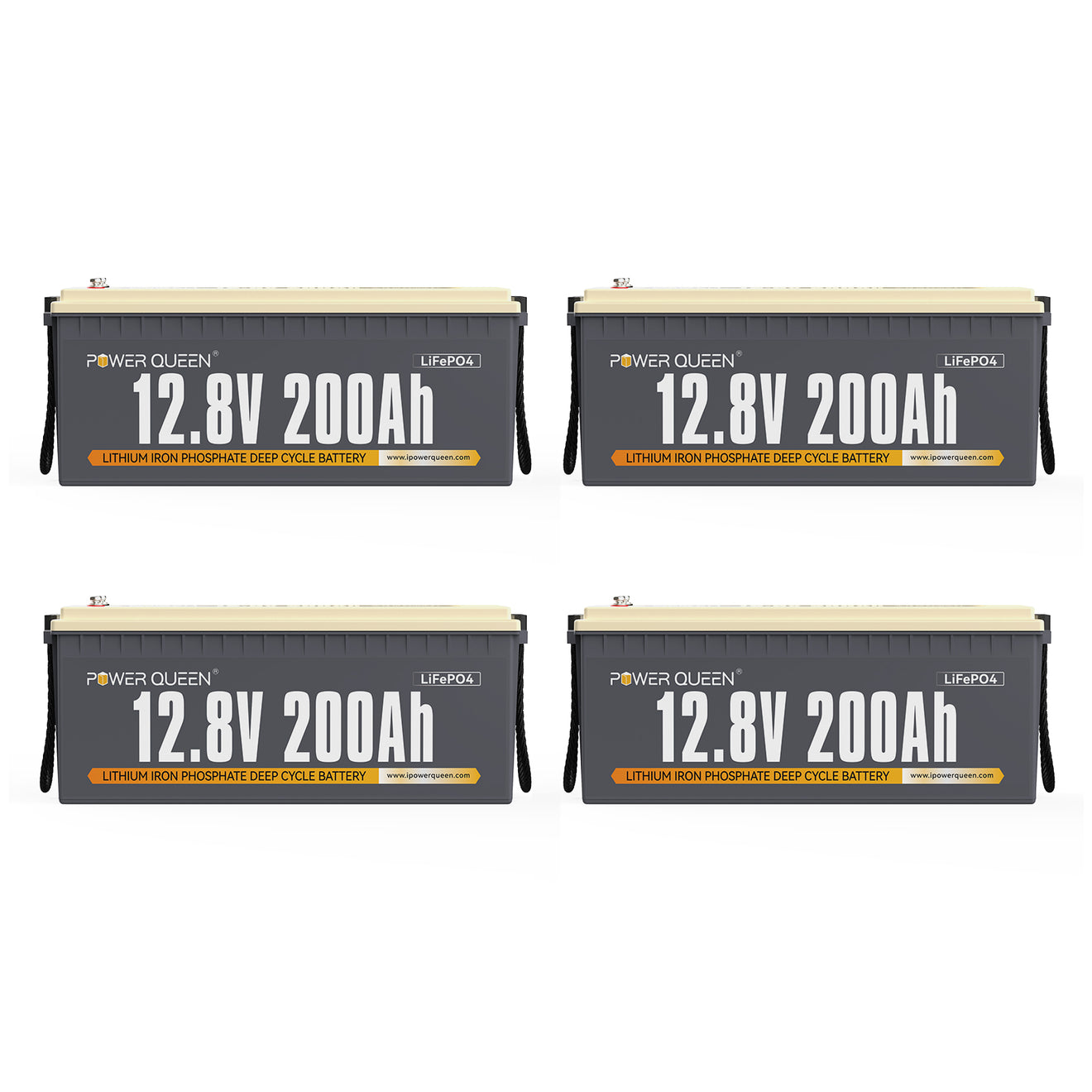 Power Queen 12V 200Ah LiFePO4 Battery 4 pack
