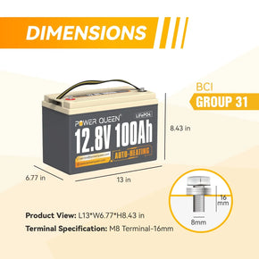 The-dimensions-of-Power-Queen-12V-100Ah-Auto-Heating-LiFePO4-Battery-canada