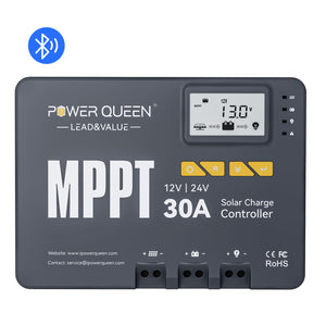 PowerQueen MPPT 30A solar charge controller for 12V/24V systems in Canada