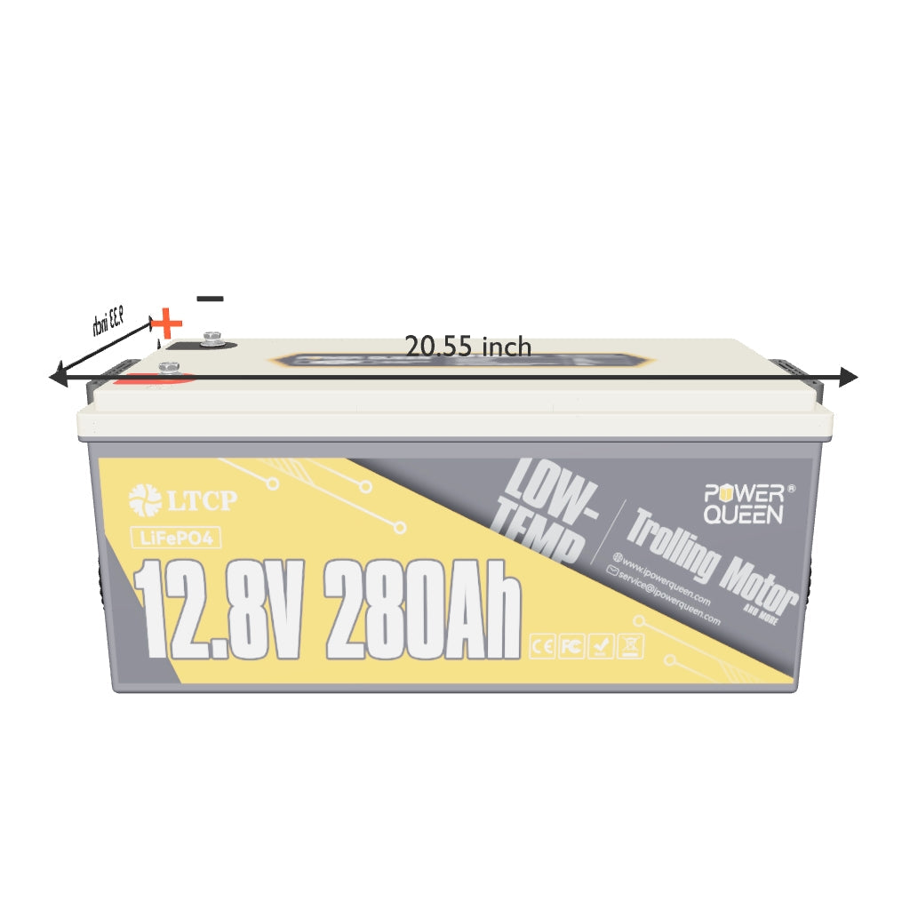 Power Queen 12V 280Ah Low-Temp LiFePO4 Battery + 14.6V 40A Charger