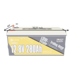 Power Queen 12V 280Ah Low-Temp LiFePO4 Battery + 14.6V 40A Charger