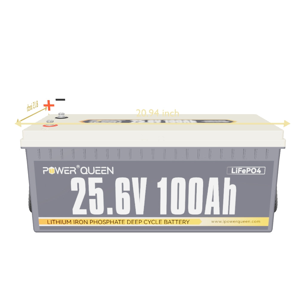 Power Queen 24V 100Ah LiFePO4 Battery + 29.2V 20A Charger