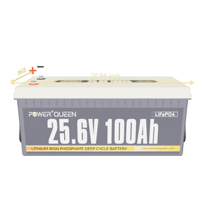 Power Queen 24V 100Ah LiFePO4 Battery + 29.2V 20A Charger