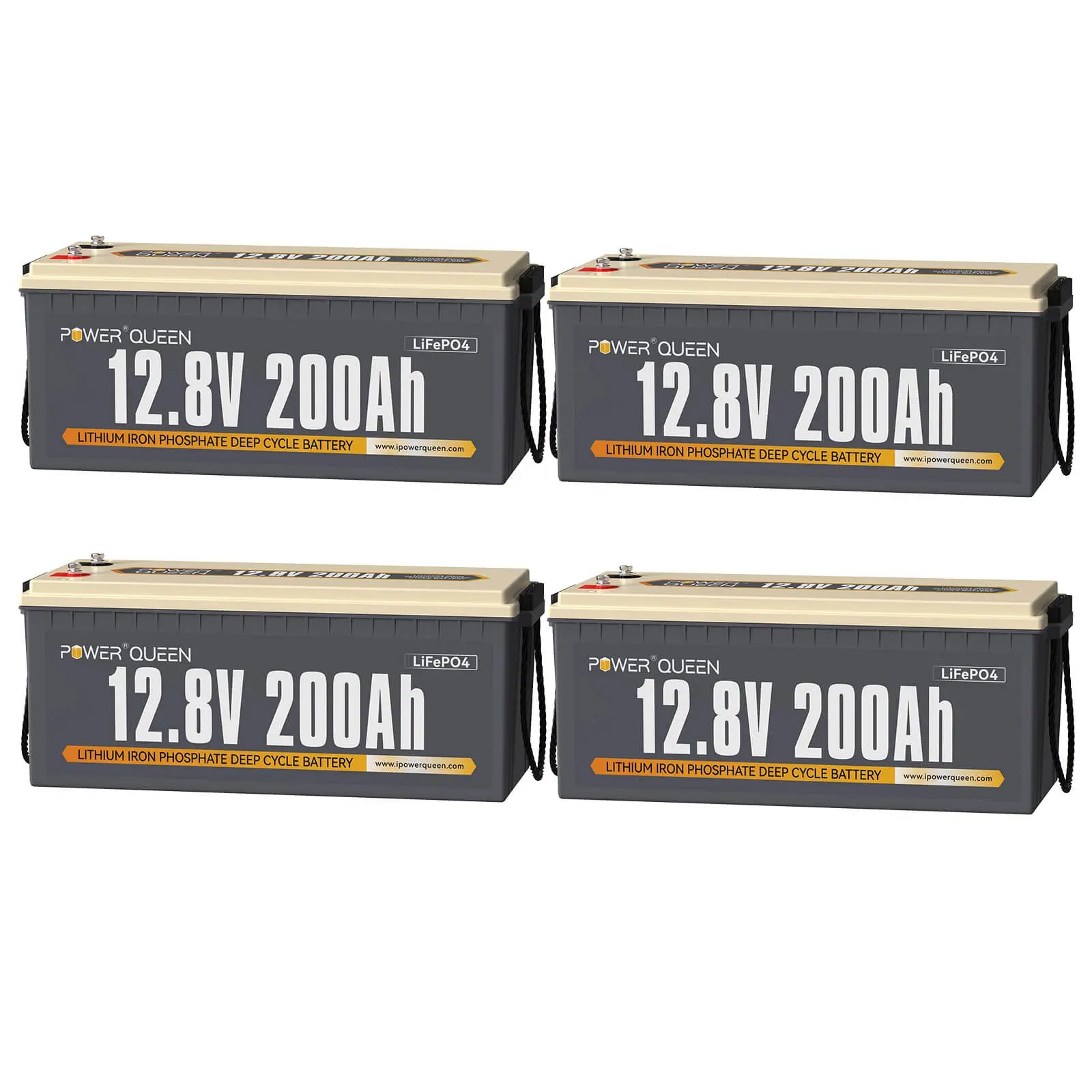 Power Queen 12.8V 200Ah LiFePO4 Battery, Built-in 100A BMS